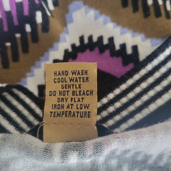 Medium Midnight Velvet zipper cardigan sweater purple tan and white pattern - Picture 4 of 4